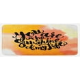 thumbnail image 1 of Saying Kitchen Mat, Retro Style Love Spouse Lettering over Psychedelic Cloud Splashes Image, Plush Decorative Kitchen Mat with Non Slip Backing, 47" X 19", Orange and Yellow, by Ambesonne, 1 of 1