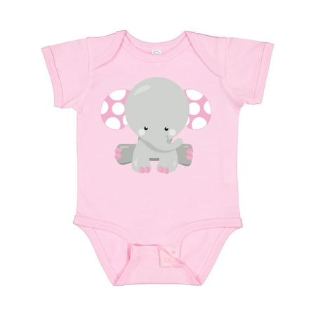 

Inktastic Cute Elephant Little Elephant - Pink Gray Gift Baby Girl Bodysuit