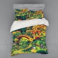thumbnail image 2 of Ambesonne Japanese Bedding Set 3 Pcs, Garden with Old Bridge, Twin, Green Orange, 2 of 3