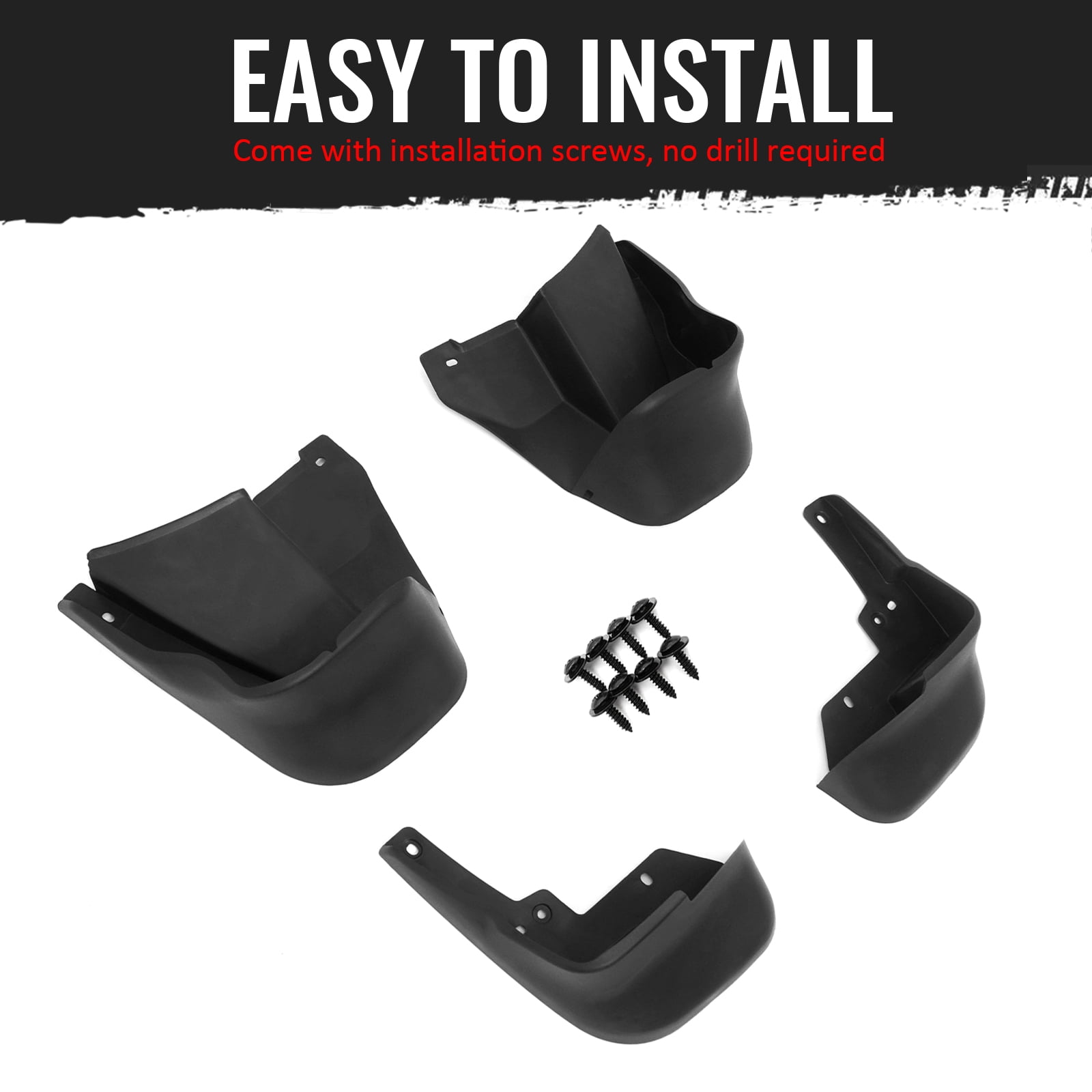 Ikon Motorsports 4PCS Front Rear Mud Flaps Wheel Arch Splash Guards MudFlaps For 1996-1998 Honda Civic Coupe & Sedan, Black PP Polypropylene 08P09-S04