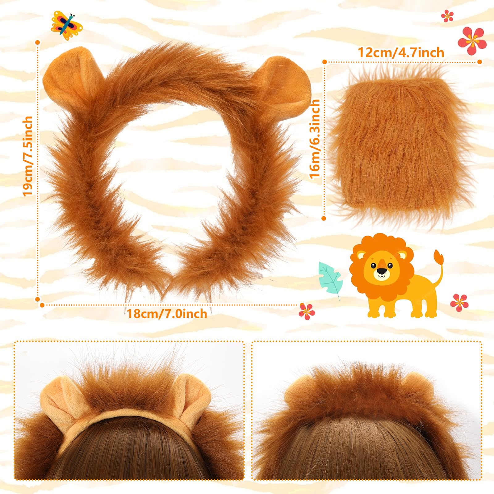 Ensemble de Costume Lion pour Adultes et Enfants - Oreilles de Lion, Queue, Bandeau, Pattes et Nez - Parfait pour les Fêtes d'Anniversaire à Thème Animal et les Événements de Déguisement Ensemble de Costume Lion pour Adultes et Enfants - Oreilles de Lion, Queue, Bandeau, Pattes et Nez - Parfait pour les Fêtes d'Anniversaire à Thème Animal et les Événements de Déguisement