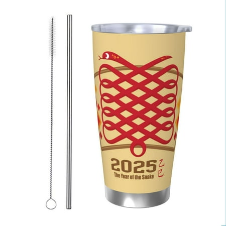

Year Of The Snake 2025 Happy Chinese New Year 2025 Stainless Steel Tumbler Cup 20 oz Travel Coffee Mug Portable Thermal Cup With Lids