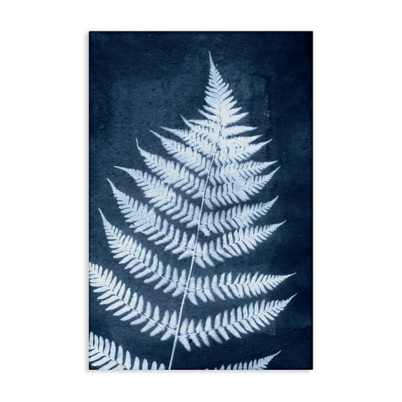 Stupell Industries Blue Natural Fern Botanical & Floral Painting Gallery Wrapped Canvas Art Print Wall Art, 16 x 24