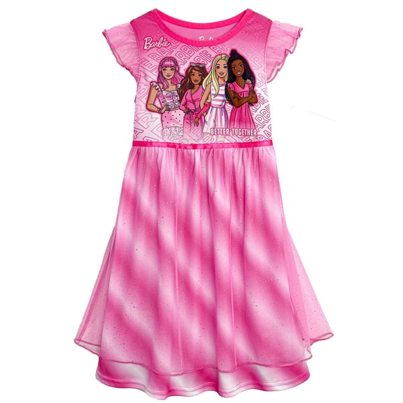 Barbie Pink Sparkle Better Together Dress Up Nightgown, Size: 4