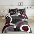 thumbnail image 2 of Manfei Circular Dots Bedding Comforter Set,Modern Geometric Twin Comforter Sets,Red Gray Bedding Set For Boys Girls,Breathable Home Decor Reversible,2pcs, 2 of 8