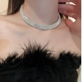 thumbnail image 1 of Gargantilla Collares Gargantilla de diamantes de plata Pulsera Pendientes de cristal Conjunto de collar para mujer Conjunto de joyería de boda de fiesta de diamantes de imitación sexy, 1 of 5