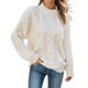 thumbnail image 1 of Gibobby Suéteres mujer, Suéter de playa con rayas de color para mujer, cuello redondo, punto hueco(Blanco,CH), 1 of 5