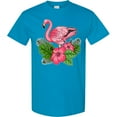 thumbnail image 3 of Inktastic Flamingo with Tropical Flowers T-Shirt, 3 of 5