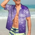 thumbnail image 7 of Fuzoiu Snowfall Sky White Purple Print Hawaiian Shirt for Men, Summer Beach Casual Short Sleeve Button Down Shirts, Men’s Beach Summer Shirts with Pocket,Small, 7 of 7