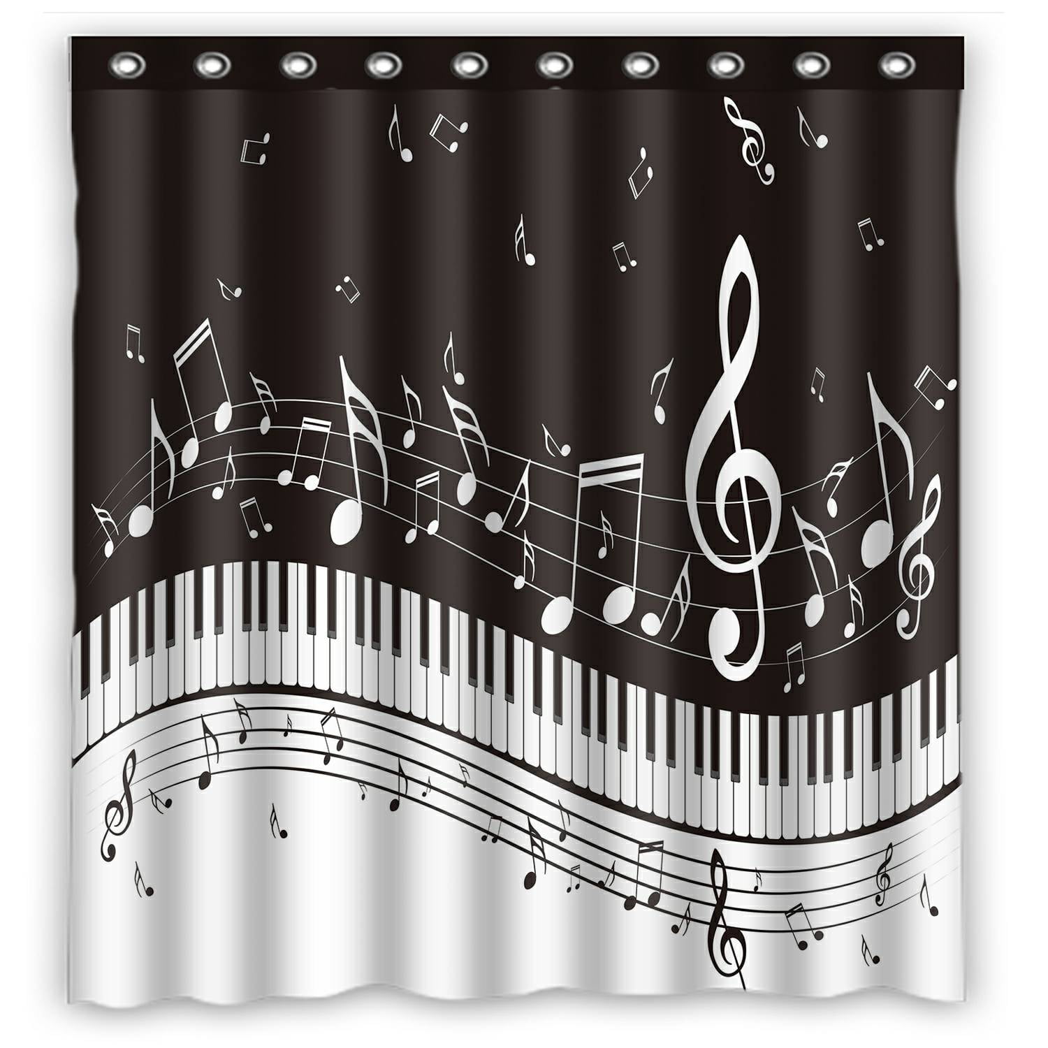 Eczjnt Piano Keys With Musical Notes Shower Curtain Bathroom Waterproof Home Decor 66x72 Inch Walmart Com Walmart Com