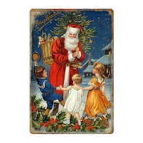 Deeceymbur Retro American Style 22-Inch Tin Wall Art Christmas Decor Unframed Red for Holiday Home Decoration Multicolor-C