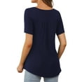 thumbnail image 5 of a.Jesdani Womens Tops Plus Size Short Sleeve Navy Blue Shirts Lace Pleated Tunic Tops 3XL, 5 of 8