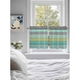 thumbnail image 3 of Teal Black Boho 2 Panel Kitchen Curtains for Small Windows, Vintage Ethnic Tribe Abstract Art Bathroom Tier Curtain, Short Window Treatment for Bedroom/Living Room 55"x36", 3 of 6