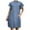 Blue, variant on Summer Denim Shirt Dresses Short Sleeve Loose Jean Midi Dress Button V Neck Casual Shift Dress Tunic Top Light Blue XL
