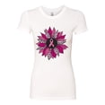 thumbnail image 2 of Wild Bobby Pink Cheetah Print Breast Cancer Carnation Flower Breast Cancer Awareness Women Slim Fit Junior Tee, White, Large, 2 of 6