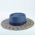 thumbnail image 4 of AJGRHE Classic Panama Sun Hat For Summer Wide Brim Boater Beach Outdoor Travel Blue One Size, 4 of 4