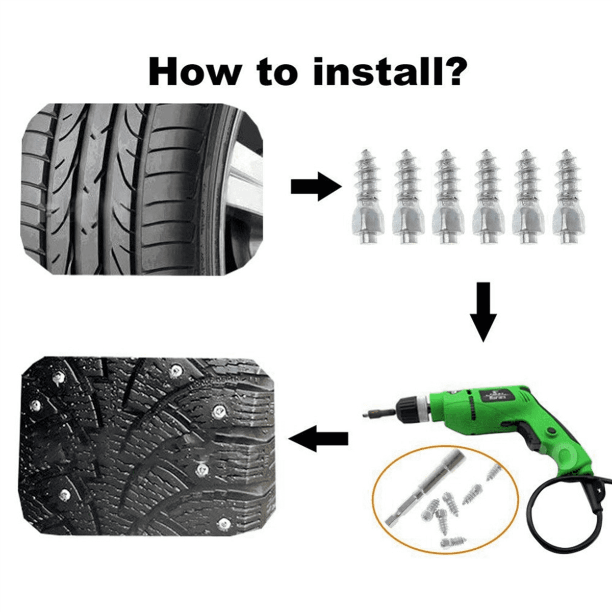 400PCS 12mm Tire Studs Carbide Screw Snow Spikes Anti- Anti-Ice for Car/SUV/ATV/UTV Car Tire Stud