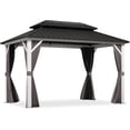 thumbnail image 3 of PURPLE LEAF 8' X 12' Outdoor Hardtop Gazebo Metal Double Roof White Aluminum Frame Heavy Duty Patio Gazebo with Curtain and Netting for Backyard and Garden, Grey, 3 of 9