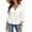 White, variant on Womens Summer Shirts V Neck 3/4 Flared Elbow Sleeve Ruffle Hem Button Front Relaxed Fit Daily Tops Blue M