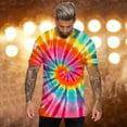 thumbnail image 2 of Men Small Shirts Mens Large Tall Shirts Mens Summer Hawaii Beach Casual Sports Tie Dye Lettering Crewneck T Shirt Top Men Shirt Pack Shirts Men, 2 of 6