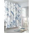 thumbnail image 3 of White Blue Spring Floral Long Shower Curtain Set, Waterproof Shower Curtains for Bathroom, Summer Birds Botanical Washable Fabric Cloth Bath Curtain for Bathtub Decoration with Hooks 72x84 Inches, 3 of 6