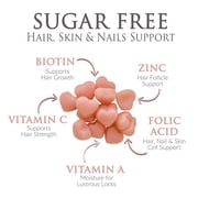 Hair Vitamins Gummies - Sugar Free Hair Growth Support Gummy with Biotin 5000 mcg Per Serving, Vitamin A, B12, C, D, E, Folic Acid - Supports Strong Beautiful Hair and Nails, Vegetarian - 60 Gummies