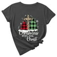 thumbnail image 1 of Camisas Navideñas A Cuadros Para Mujer, Cuello Redondo, Entramado, Estampado de Árbol de Navidad, Camisetas de Manga Corta Odeerbi ODB207932, 1 of 9