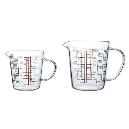 

Ieegkit 2 Pack Glass Measuring Cup Milk Jug Heat Resistant Glass Cup Measure Jug Creamer Scale Cup Tea Coffee Microwave Safe