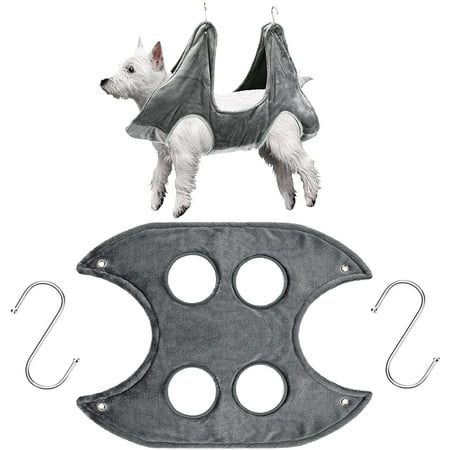 Dog Grooming Hammock Harness Pet Hammock Helper Towel Dog Restraint Bag Cat Grooming Sling Holder for Nail Trimming Clipping Bathing Washing(Middle Gray)
