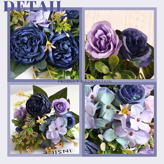 All Weather UV Resistant Artificial Flowers with Green Leaves, Realistic Faux Flowers Bouquet, Living Room Decor for Garden Porch Wedding Vase Arrangement