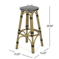 thumbnail image 3 of Wilbur Aluminum and Wicker Outdoor 29.5 Inch Barstools, Set of 2, Black, White, and Bamboo Finish, 3 of 7