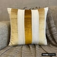 thumbnail image 2 of The HomeCentric Decorative Gold Pack of 2, 14x14 inch (35x35 cm) Pillow Covers, Velvet & Linen Patchwork Throw Pillows For Sofa, Striped Pattern Modern Style Easter - Velvet Band Gold, 2 of 10