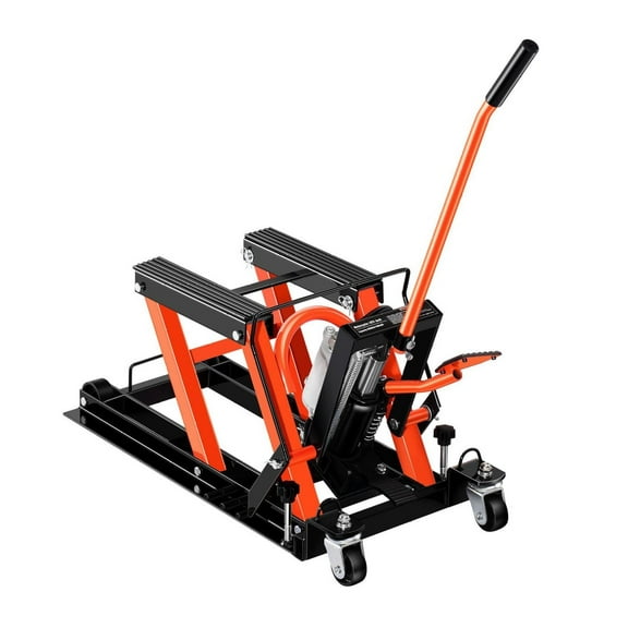 Motorcycle Jack 1500lbs Hydraulic Pneumatic Lift Stand - Bike Hoist with 2 Casters - Heavy Duty Motorcycle Repair Lift for Cruiser, Touring & Sport Bikes