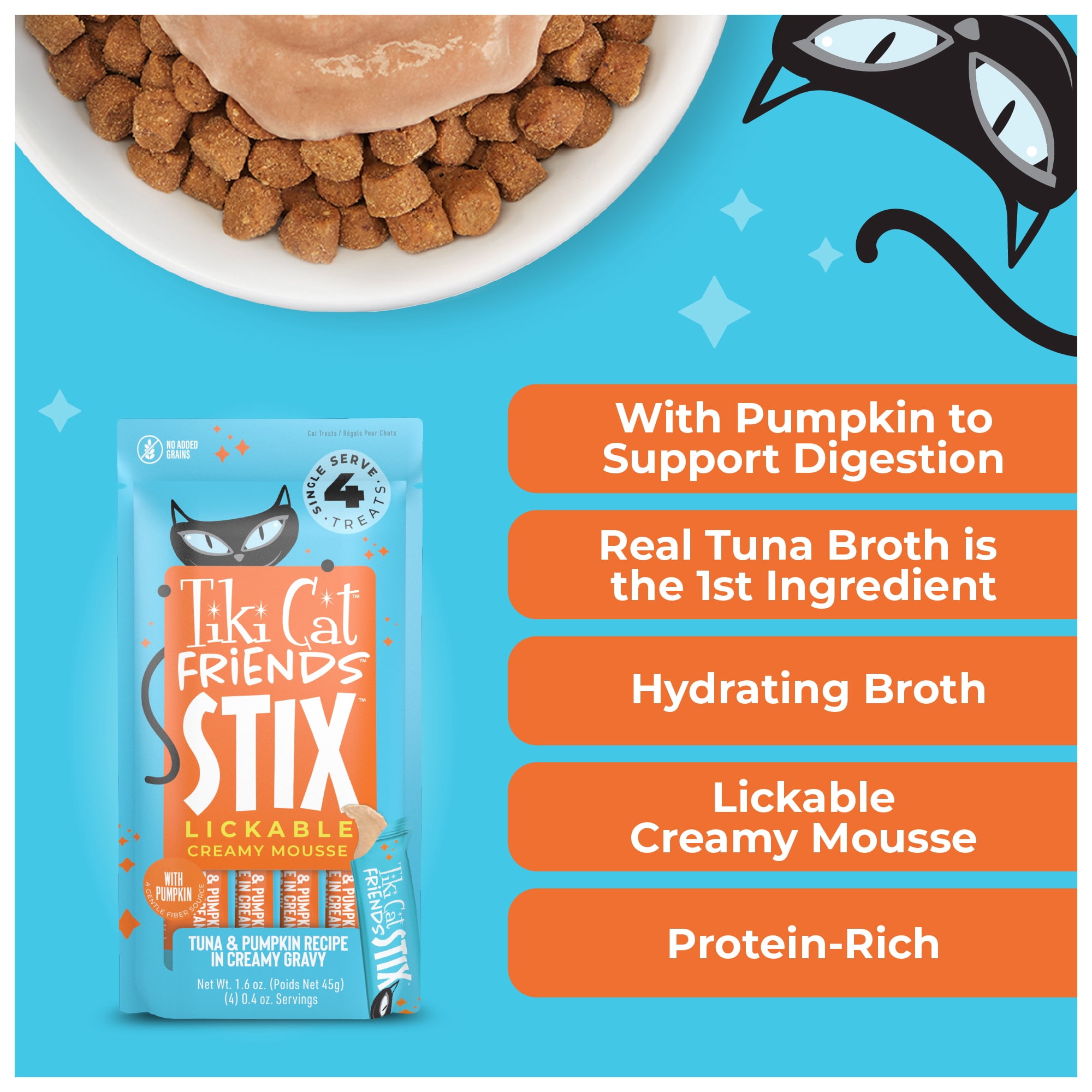 (12 pack) Tiki Cat Friends Stix Tuna & Pumpkin Flavor, 1.6 oz. Pouch
