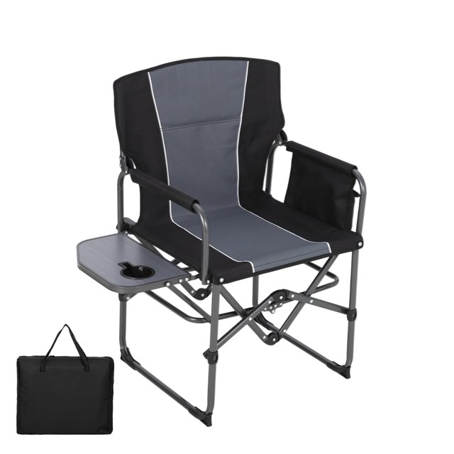 Yiwa Chaise de Pelouse Portable, Chaise de Camping Pliable avec Table d'Appoint, Pochette de Rangement et Porte-Boissons pour Usage Extérieur