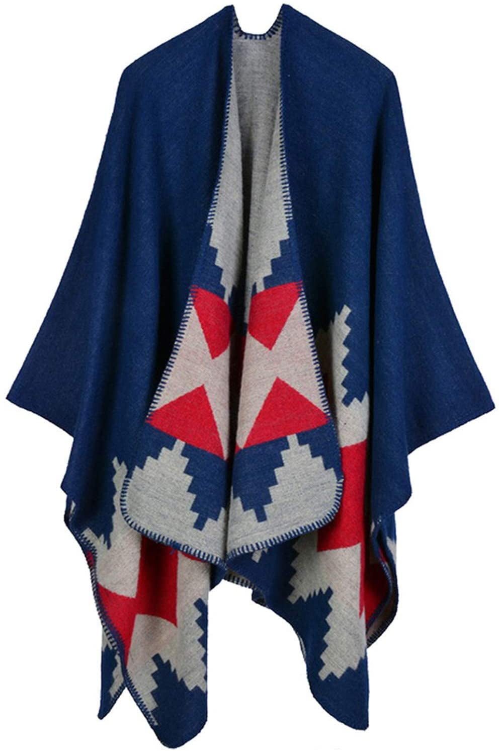 Women's Blanket Shawls Wraps Winter Open Front Poncho Cape Oversized