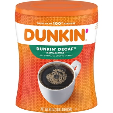 Dunkin' Original Blend Medium Roast Decaf Ground Coffee, 30 oz Canister (Packaging May Vary)
