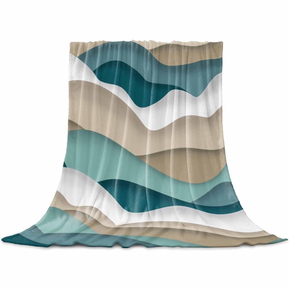 Flannel Throw Blanket for Couch Sofa Bed,Abstract Ocean Sea Wave Soft Cozy Warm Fuzzy Blanket 30x40in