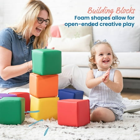 ECR4Kids SoftZone Patchwork Toddler Building Blocks, Assorted, 12-Piece
