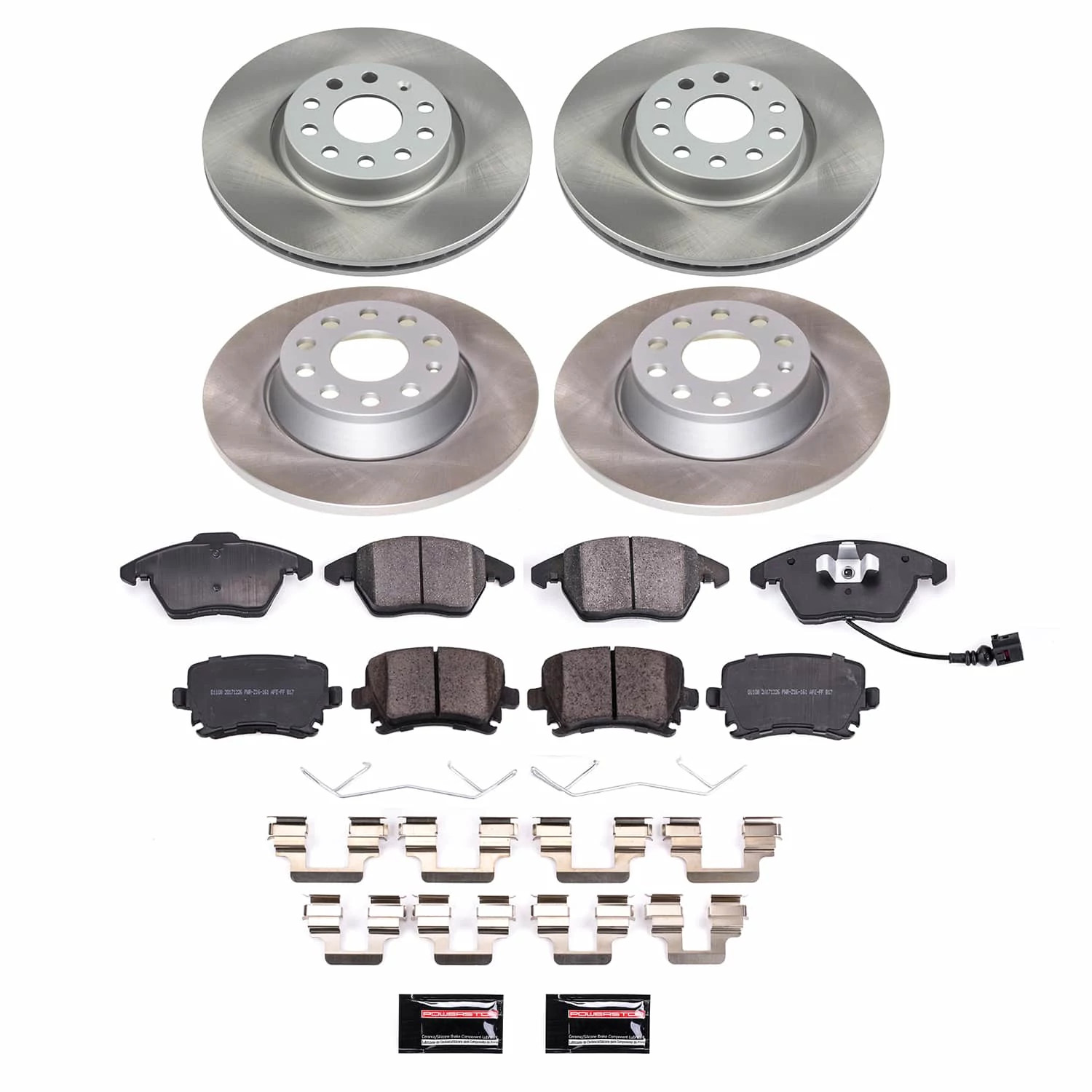 PowerStop Front and Rear Semi-Coated Rotor and Low-Dust Ceramic Brake Pad Kit SC2260