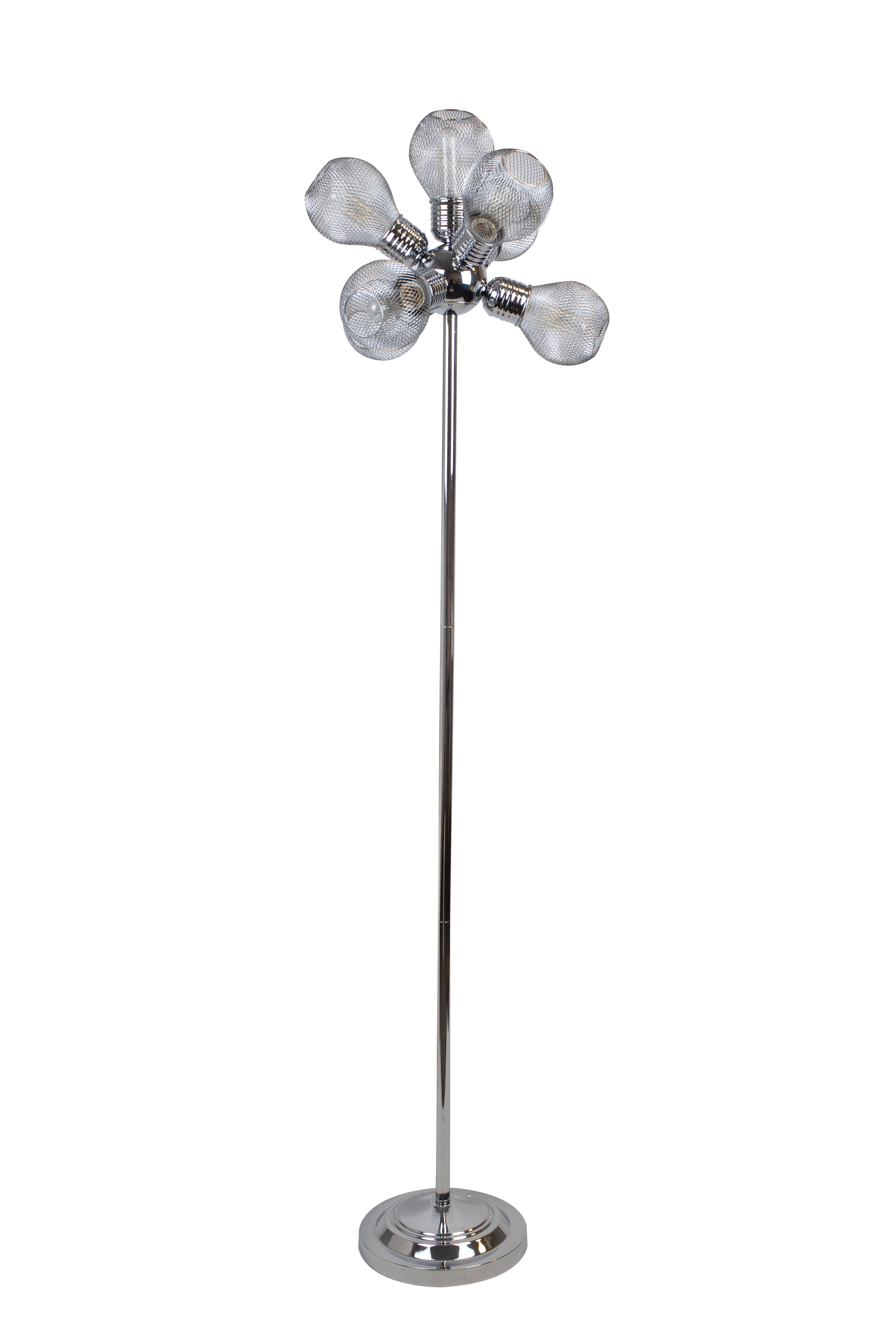 64.75" Polished Chrome Floor Lamp w/ Wired Metal Cage Shades Walmart
