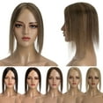 thumbnail image 6 of Benehair Clip In Hairpiece 100% Remy Real Human Hair Topper Hair Piece Wigs Handtied Lace Base For Woman Thin Hair Loss Top Piece 8cmx10cm Brown, 6 of 8