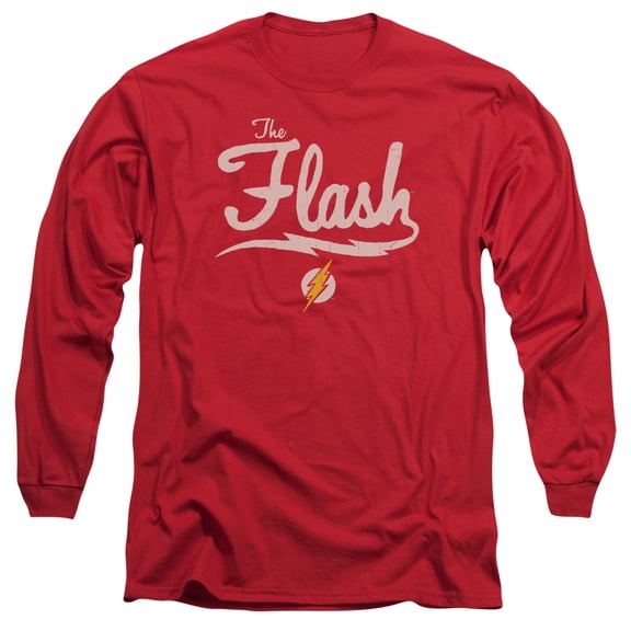 JLA Justice League Old School Flash Long Sleeve Adult 18/1 T-Shirt Red