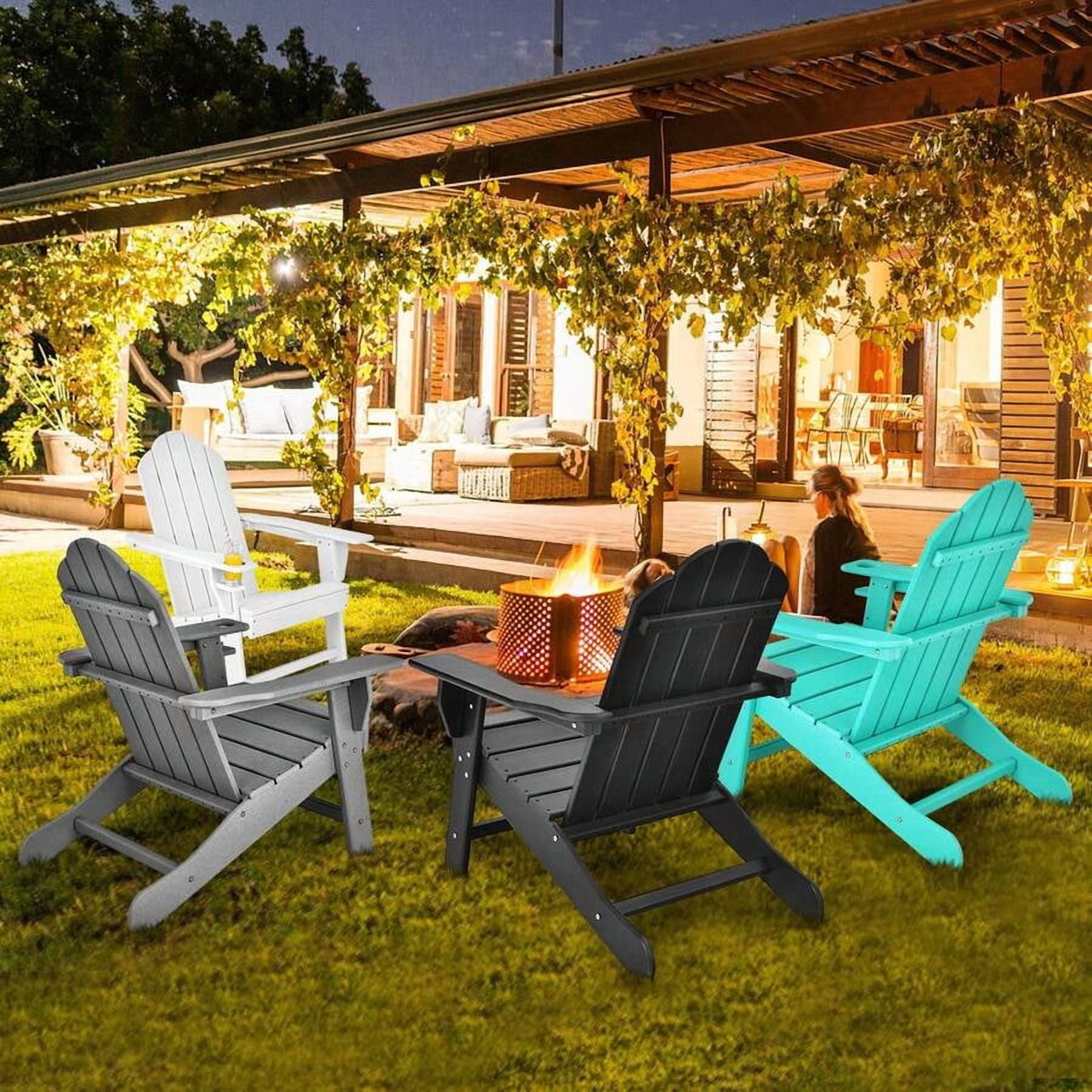 Adirondack Chair Outdoor Fire Pit Chairs, HDPE Weather Resistant Patio Chair For Outside Campfire,Deck, Garden, Yard, Lawn Furniture Porch And Lawn Seating Composite Chairs, Black