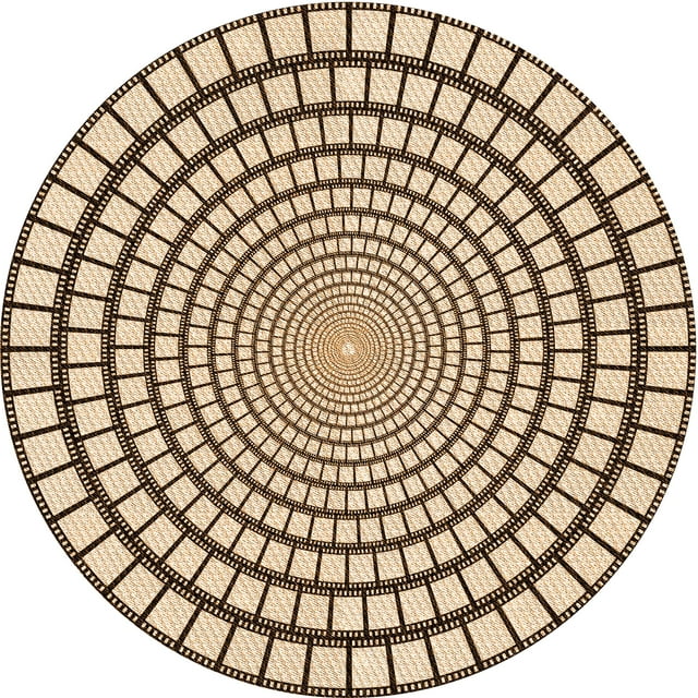 Ahgly Company Tapis d'Intérieur Lavables en Machine, Ronds, Transitionnels, Marron de Sienne, Ronds de 3'