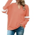 thumbnail image 4 of HAPIMO Long Shirts for Women,Women's Casual V-Neck Solid Color Striped Patchwork Loose Pullover Plus Sized Blouse Tops Teen Grils Fashion Clothes Orange XL, 4 of 8