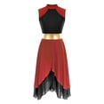 thumbnail image 3 of Yhong Women Prasie Dance Tunics Sleeveless Asymmetrical Hem Leotard Dresses Lyrical Ballroom Red&Black M, 3 of 5
