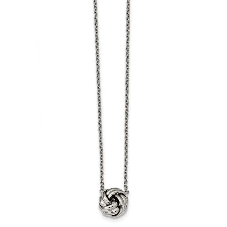 2 Extension Necklace - Stainless Steel Polished Love Knot 16 In With 2 Inch Extension Necklace