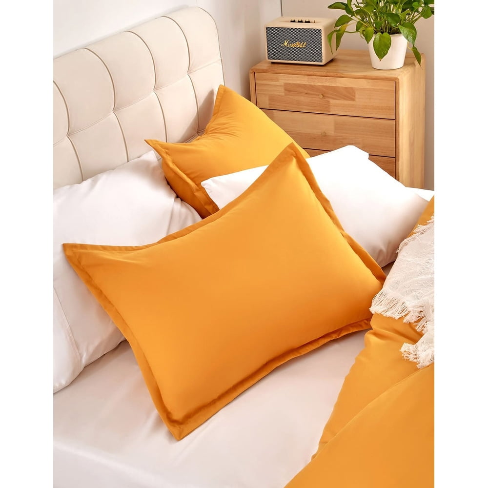 Sonive Duvet Cover Set with Nanotex Coolest Comfort Technology Breathable Fabric (King, Orange)