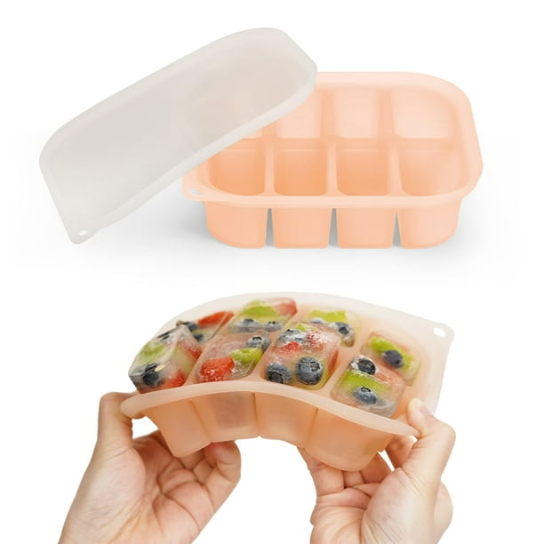 Bandeja congeladora de alimentos para bebés, hecha de silicona con tapa, colorete